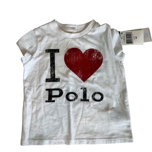 Ralph Lauren Other - Ralph Lauren‎ Baby T Shirt Tee Size 9 Months I Love Polo White Red Heart NWT